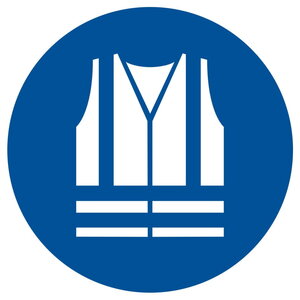 Znaki BHP Nakaz stosowania kamizelki odblaskowej